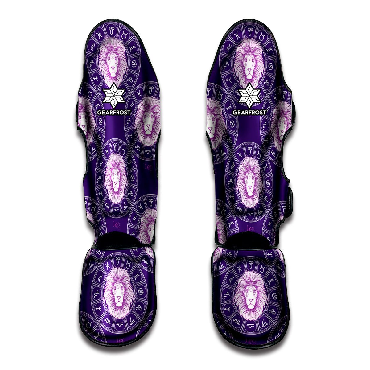 Purple Leo Zodiac Pattern Print Muay Thai Shin Guard