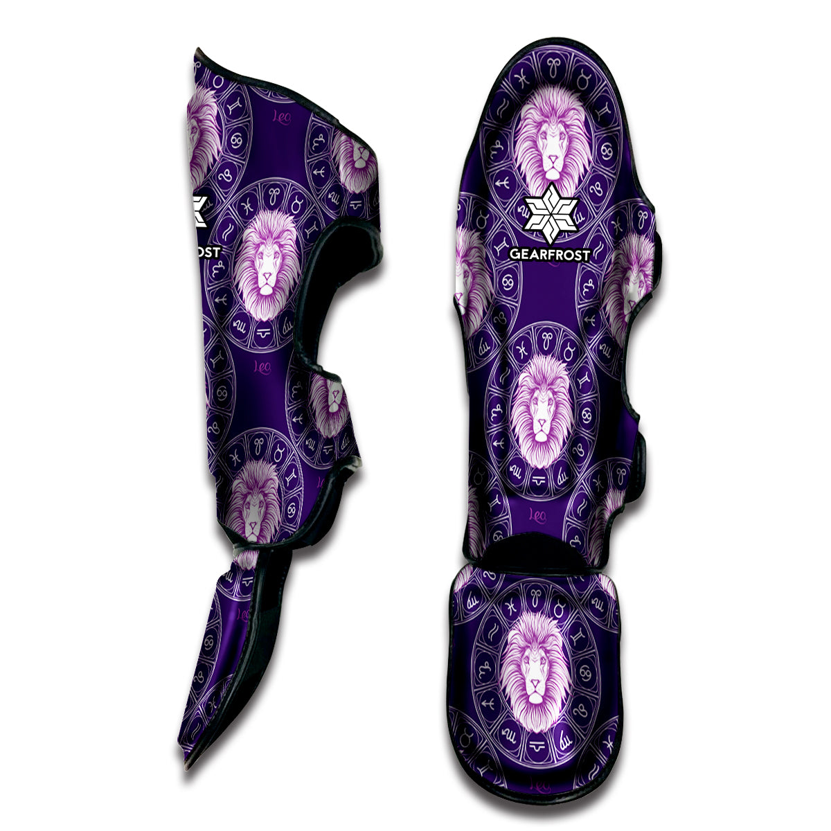 Purple Leo Zodiac Pattern Print Muay Thai Shin Guard