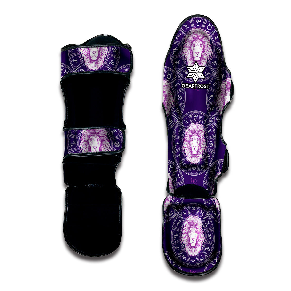Purple Leo Zodiac Pattern Print Muay Thai Shin Guard