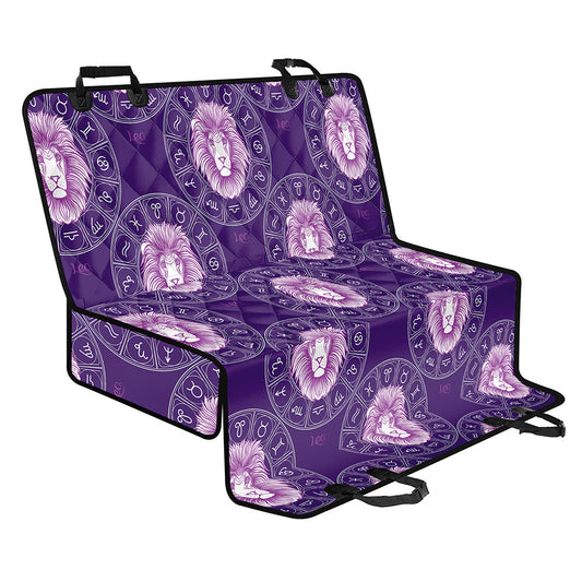 Purple Leo Zodiac Pattern Print Pet Car Back Seat Cover