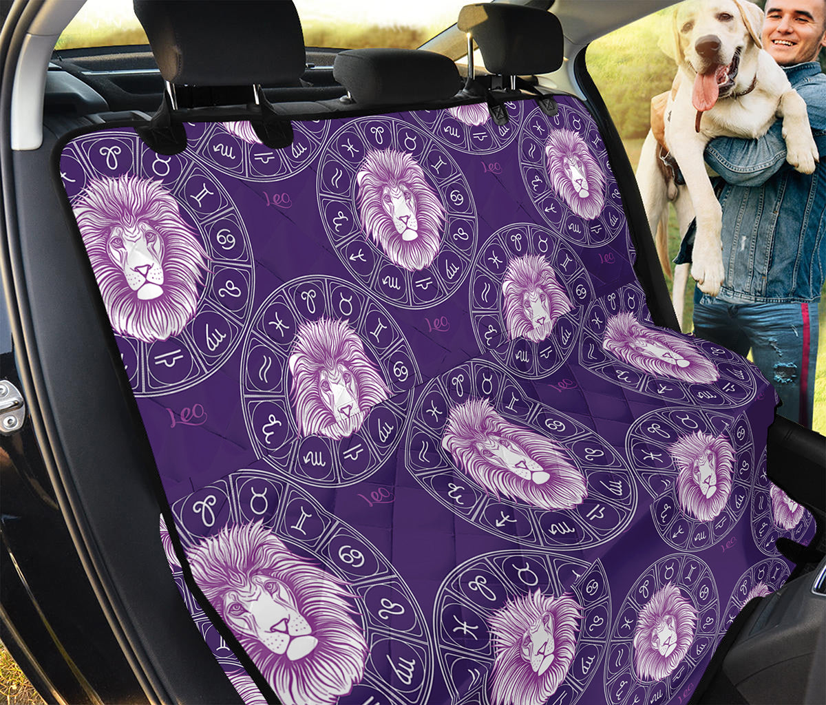 Purple Leo Zodiac Pattern Print Pet Car Back Seat Cover