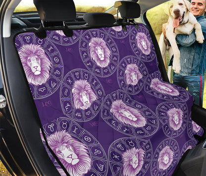 Purple Leo Zodiac Pattern Print Pet Car Back Seat Cover