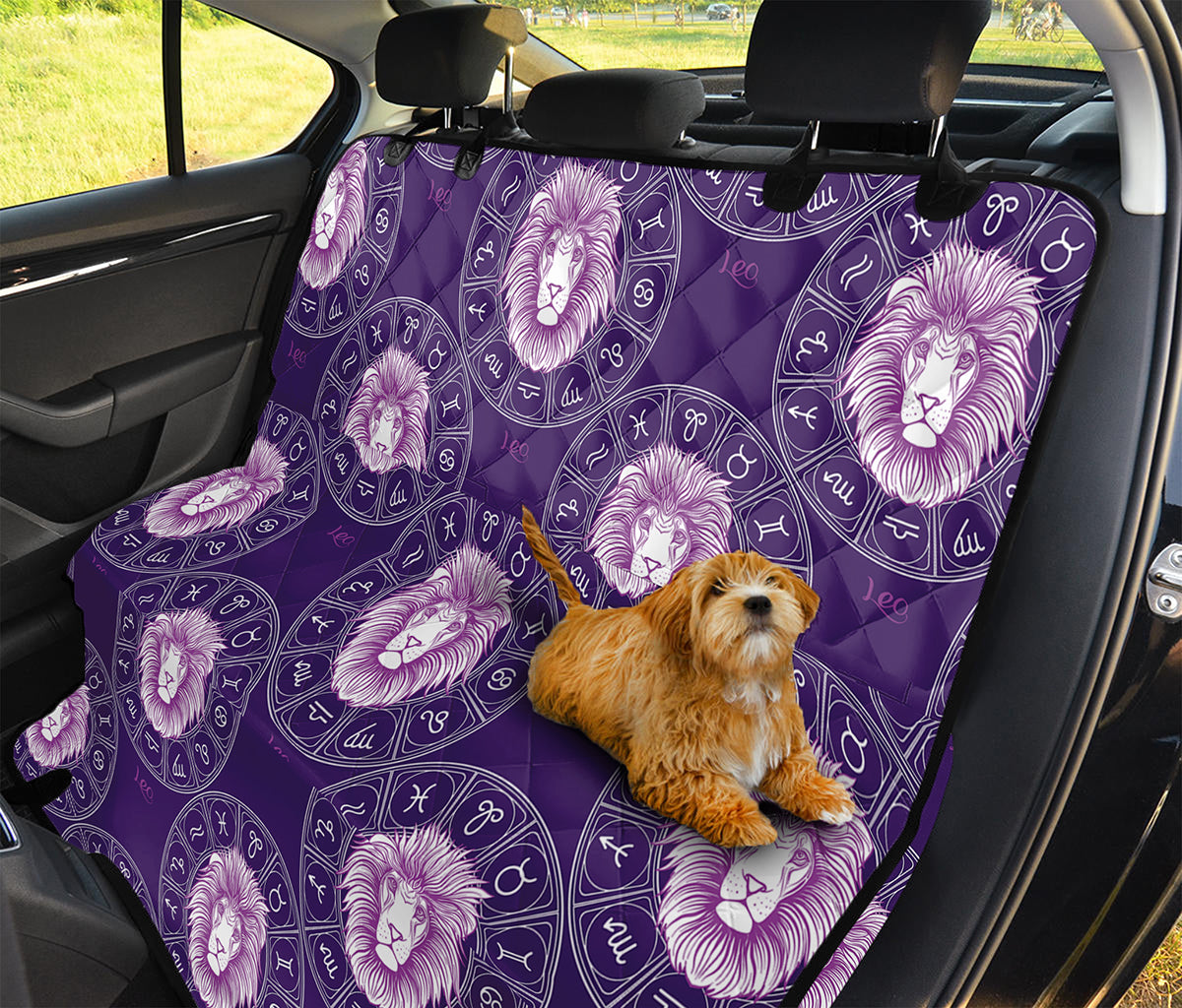 Purple Leo Zodiac Pattern Print Pet Car Back Seat Cover