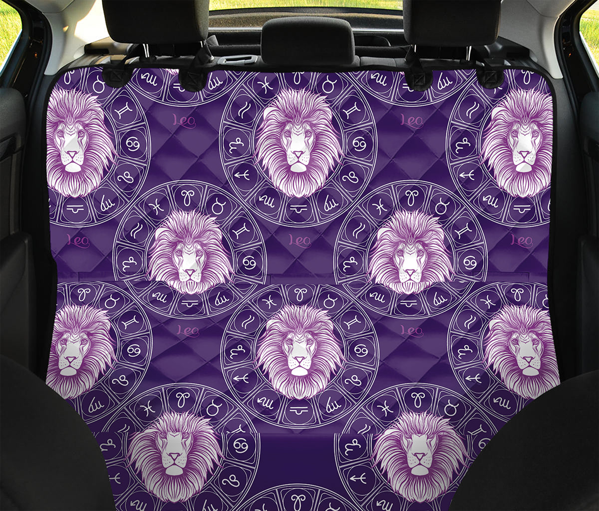 Purple Leo Zodiac Pattern Print Pet Car Back Seat Cover