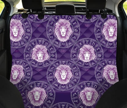 Purple Leo Zodiac Pattern Print Pet Car Back Seat Cover
