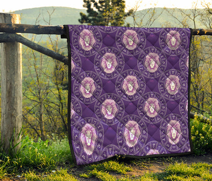 Purple Leo Zodiac Pattern Print Quilt
