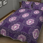 Purple Leo Zodiac Pattern Print Quilt Bed Set