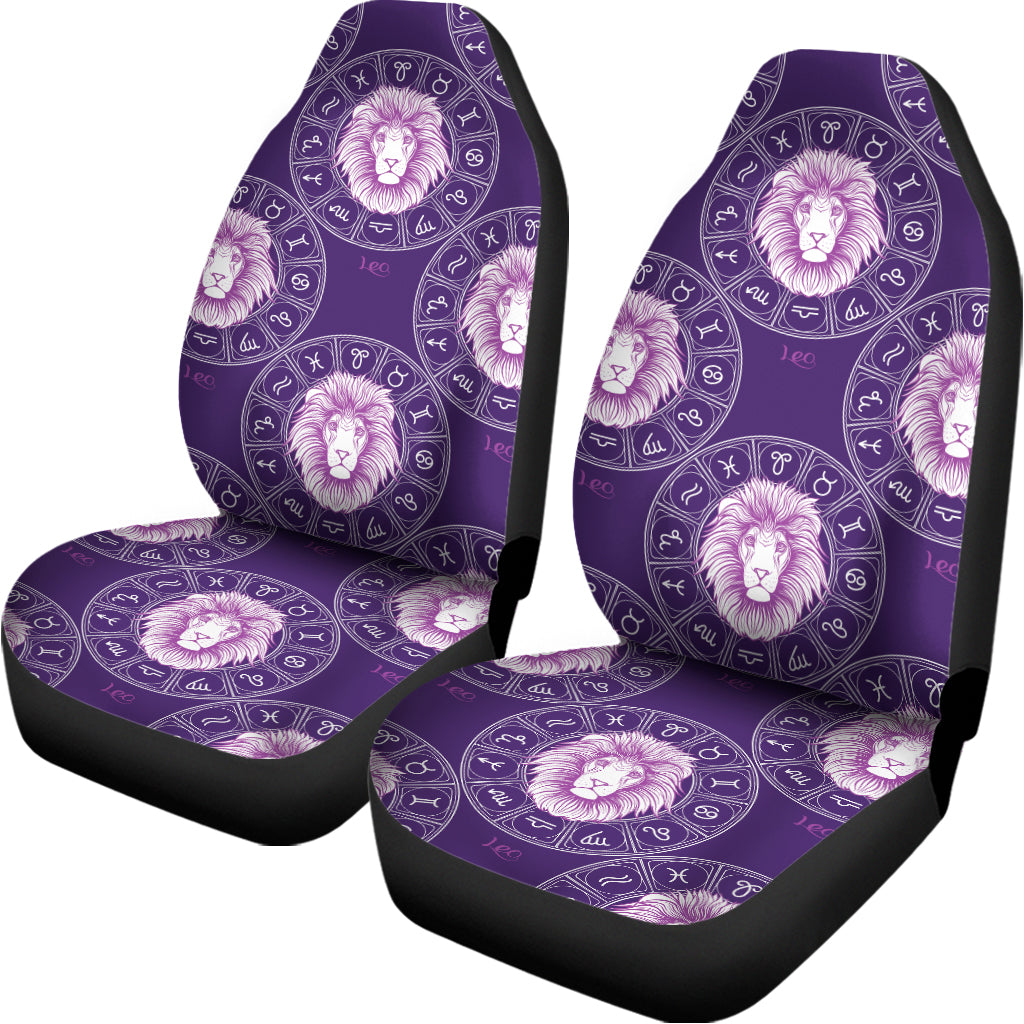 Purple Leo Zodiac Pattern Print Universal Fit Car Seat Covers