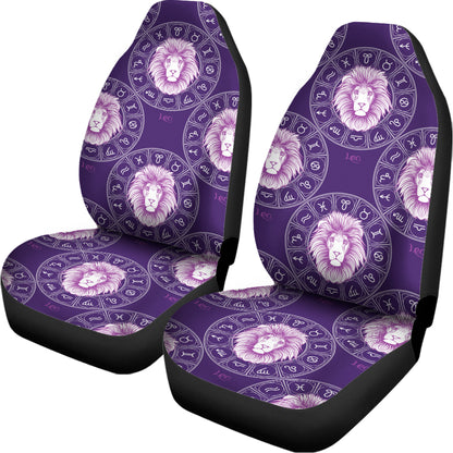 Purple Leo Zodiac Pattern Print Universal Fit Car Seat Covers