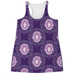Purple Leo Zodiac Pattern Print Women's Racerback Tank Top
