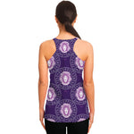 Purple Leo Zodiac Pattern Print Women's Racerback Tank Top
