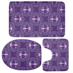 Purple Libra Zodiac Pattern Print 3 Piece Bath Mat Set