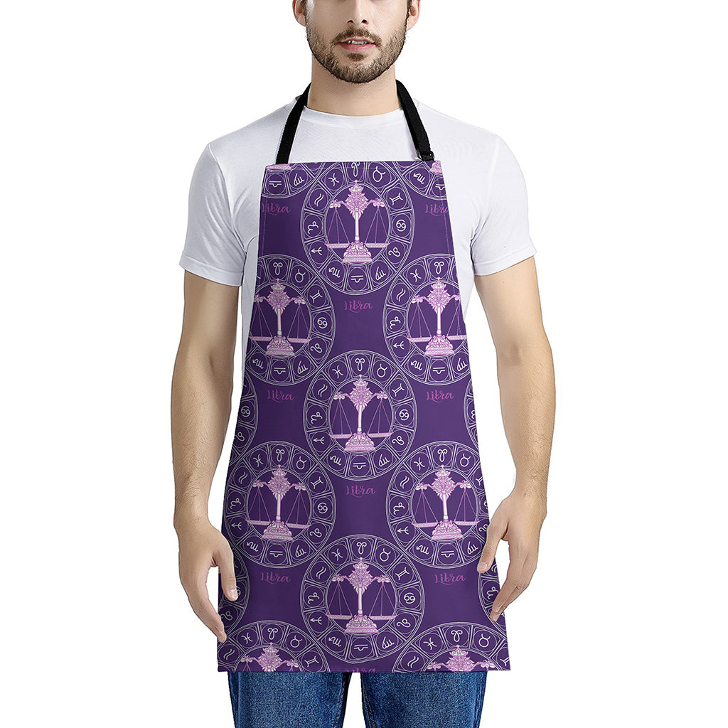 Purple Libra Zodiac Pattern Print Apron
