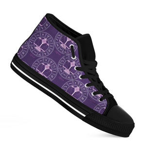 Purple Libra Zodiac Pattern Print Black High Top Shoes