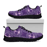 Purple Libra Zodiac Pattern Print Black Sneakers