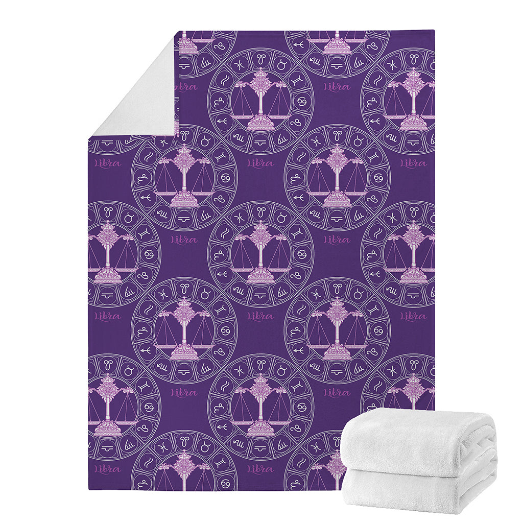 Purple Libra Zodiac Pattern Print Blanket