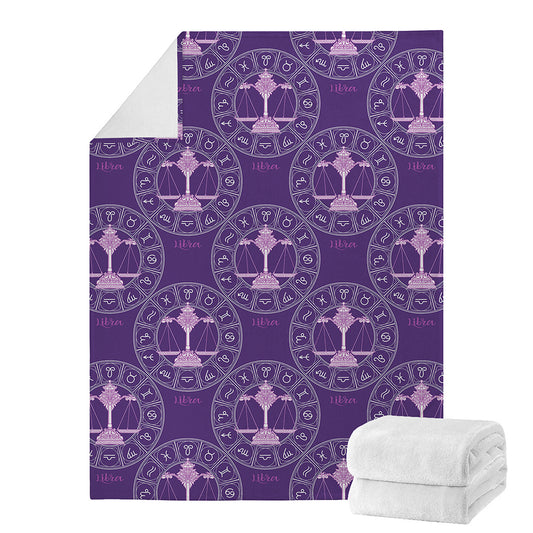 Purple Libra Zodiac Pattern Print Blanket