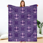 Purple Libra Zodiac Pattern Print Blanket
