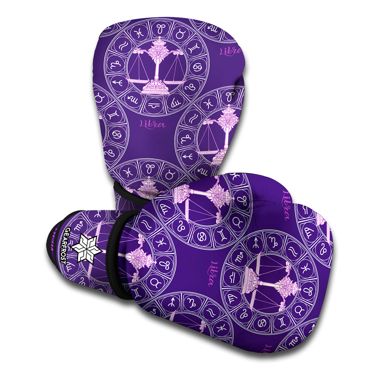 Purple Libra Zodiac Pattern Print Boxing Gloves