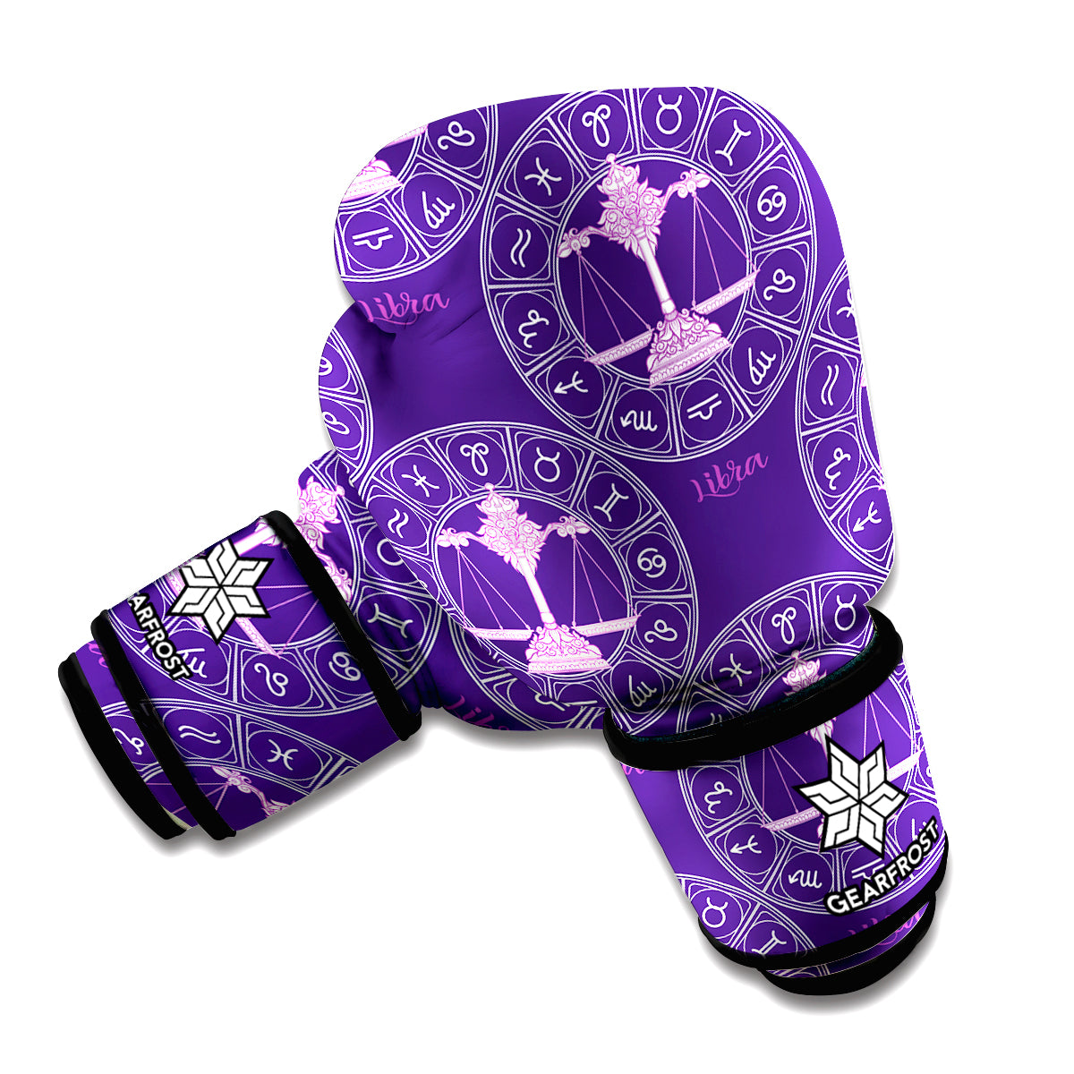 Purple Libra Zodiac Pattern Print Boxing Gloves