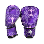 Purple Libra Zodiac Pattern Print Boxing Gloves