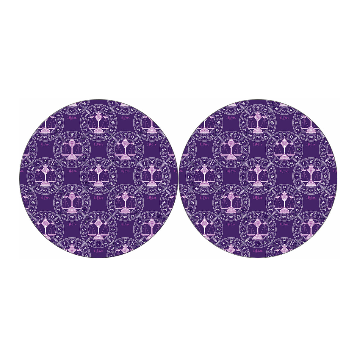 Purple Libra Zodiac Pattern Print Car Coasters