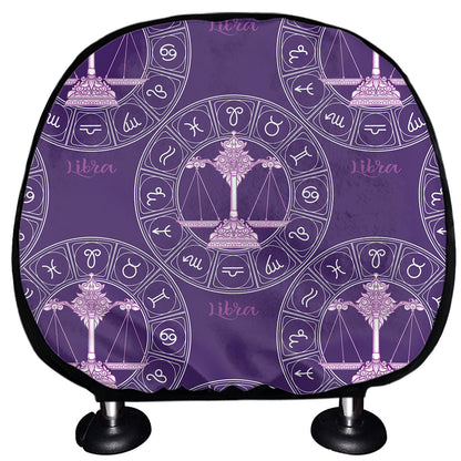 Purple Libra Zodiac Pattern Print Car Headrest Covers