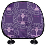 Purple Libra Zodiac Pattern Print Car Headrest Covers