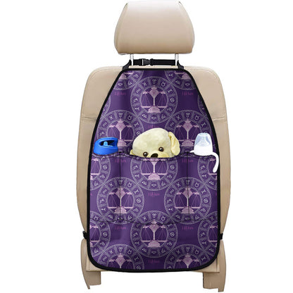 Purple Libra Zodiac Pattern Print Car Seat Organizers