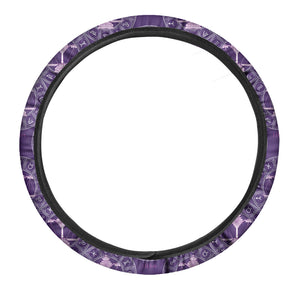 Purple Libra Zodiac Pattern Print Car Steering Wheel Cover