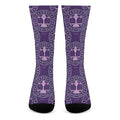 Purple Libra Zodiac Pattern Print Crew Socks