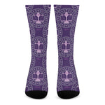 Purple Libra Zodiac Pattern Print Crew Socks
