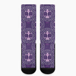 Purple Libra Zodiac Pattern Print Crew Socks
