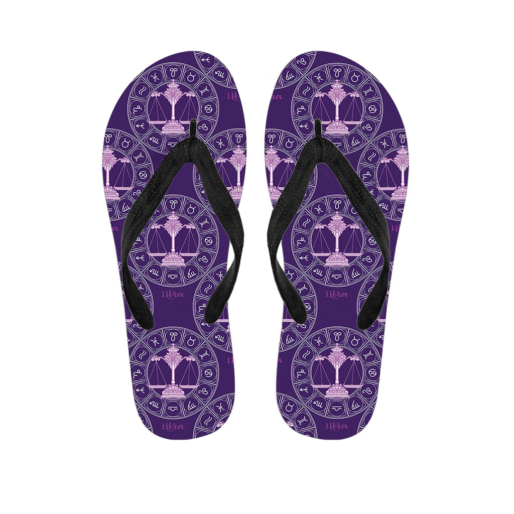 Purple Libra Zodiac Pattern Print Flip Flops