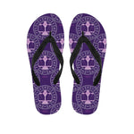 Purple Libra Zodiac Pattern Print Flip Flops