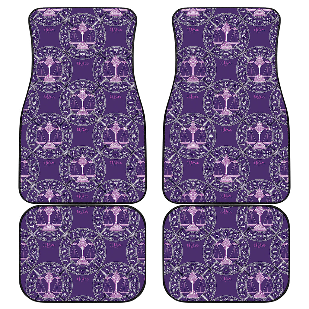 Purple Libra Zodiac Pattern Print Front and Back Car Floor Mats