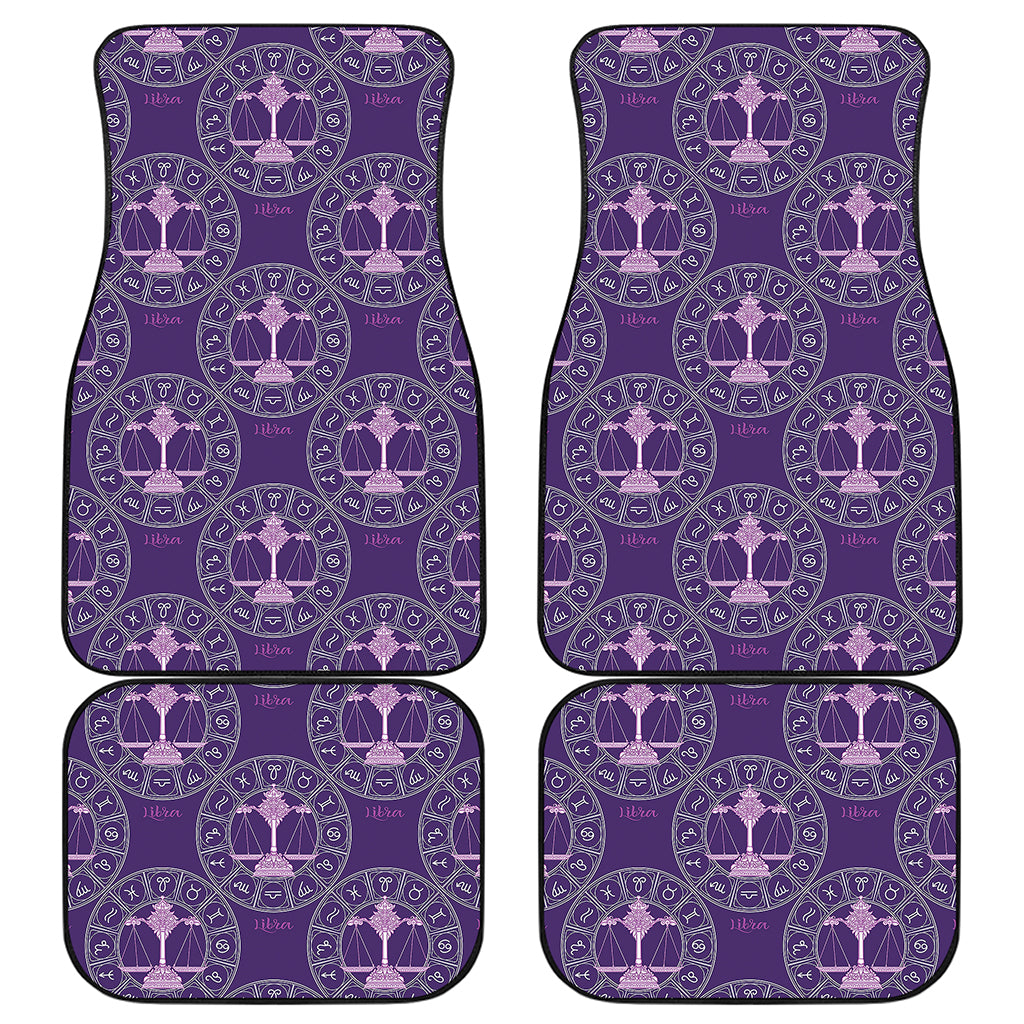 Purple Libra Zodiac Pattern Print Front and Back Car Floor Mats