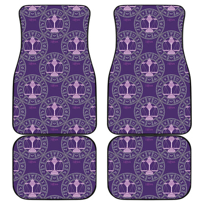 Purple Libra Zodiac Pattern Print Front and Back Car Floor Mats