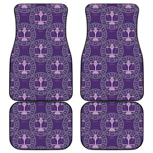 Purple Libra Zodiac Pattern Print Front and Back Car Floor Mats