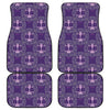 Purple Libra Zodiac Pattern Print Front and Back Car Floor Mats