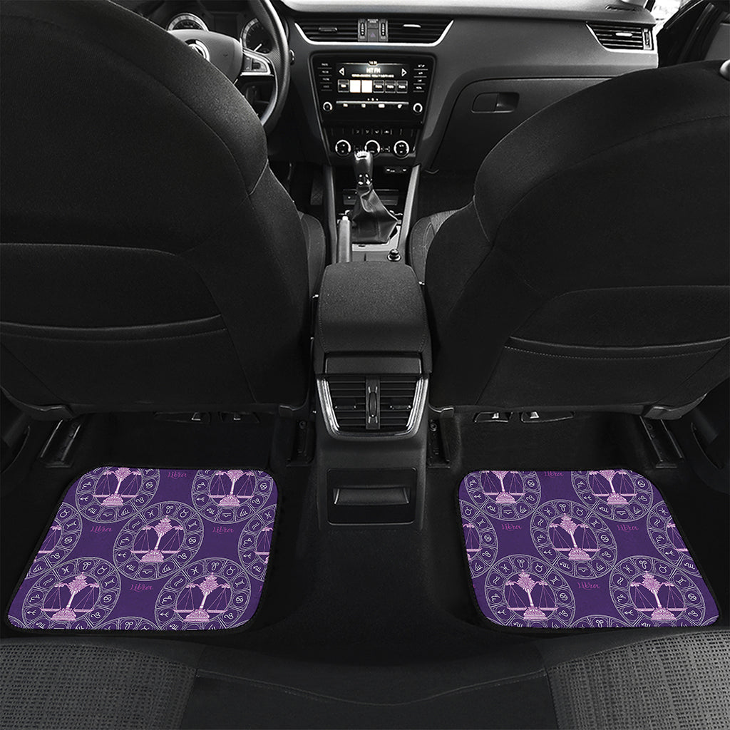 Purple Libra Zodiac Pattern Print Front and Back Car Floor Mats