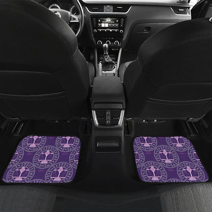 Purple Libra Zodiac Pattern Print Front and Back Car Floor Mats