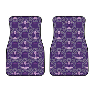 Purple Libra Zodiac Pattern Print Front Car Floor Mats