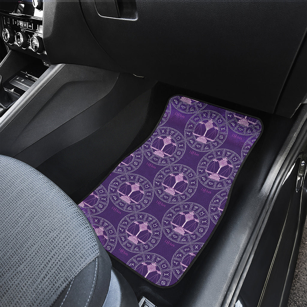 Purple Libra Zodiac Pattern Print Front Car Floor Mats