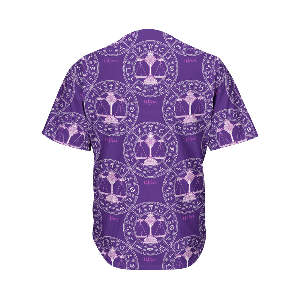 Purple Libra Zodiac Pattern Print Men's Baseball Jersey