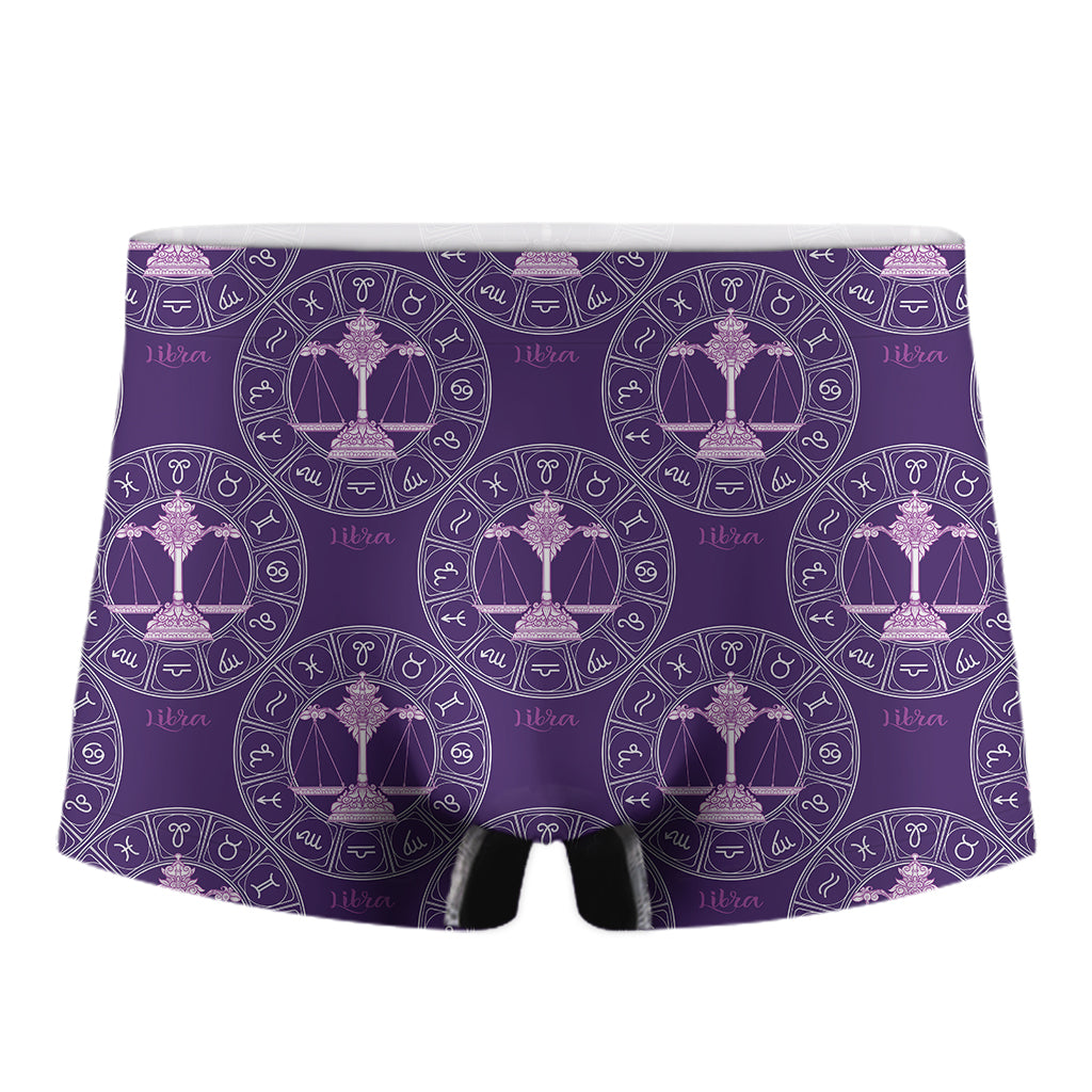 Purple Libra Zodiac Pattern Print Men's Boxer Briefs