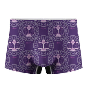 Purple Libra Zodiac Pattern Print Men's Boxer Briefs