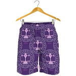 Purple Libra Zodiac Pattern Print Men's Shorts