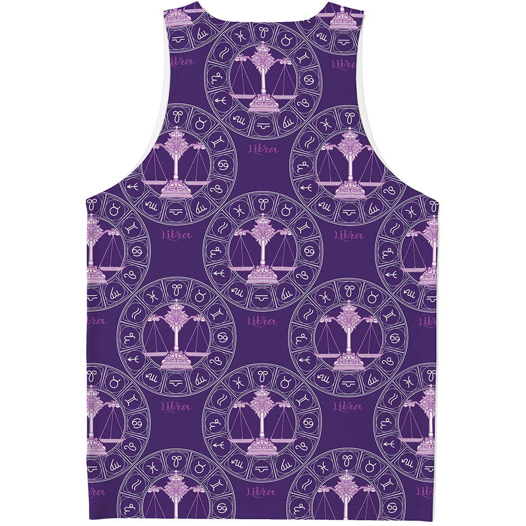 Purple Libra Zodiac Pattern Print Men's Tank Top