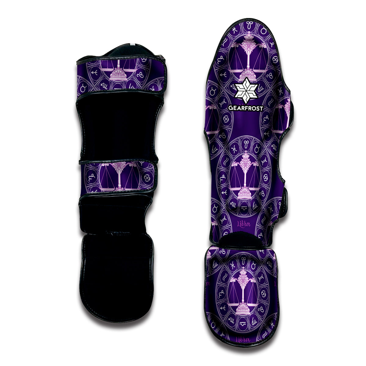 Purple Libra Zodiac Pattern Print Muay Thai Shin Guard